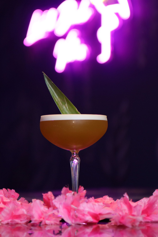 Premium Cocktail Class - Finding the venue: purple lights and a quick stair descent